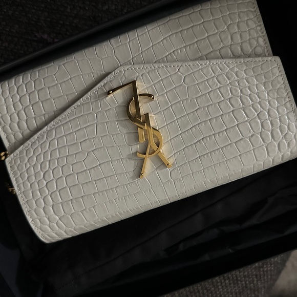YSL uptown chain crocodile embossed shiny leather - Picture 4 of 9